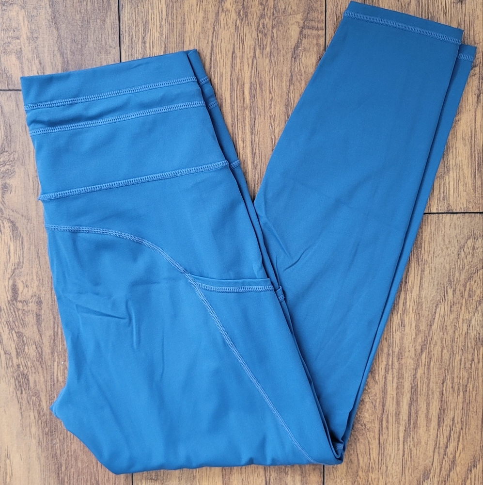 Zyia Luxe Calm Blue Drawstring Leggings with Pockets Size 6